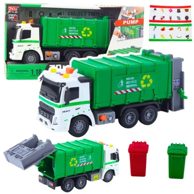 Produktbild von Müllwagen Mülltonne Lichter Geräusche Grün 1:16