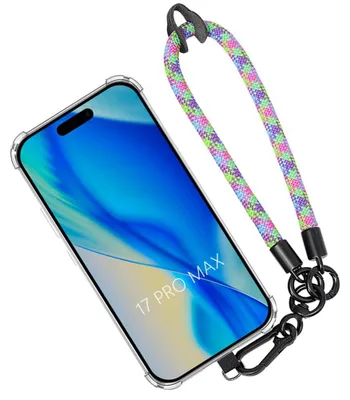 Image de Coque pour iPhone 17 Pro Max, Protection Silicone Antichoc avec Bracelet Robuste Multicolore