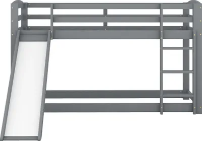 Produktbild von Sweiko   Etagenbett für Kinder und Jugendliche, Kinderbett mit Rutsche, Massivholzrahmen, einfache Montage, 90x200cm, Grau