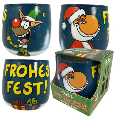 Produktbild von Ralph Ruthe Kerze im Glas - XMAS Frohes Fest Santa & Rudi Duftkerze Apfel & Zimt