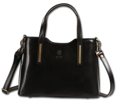 Zdjęcie produktu dla Torebka na ramię, czarna, damska, skóra, model Florence, wymiary: 11x31x21 cm, kod produktu: D3OTF878S1