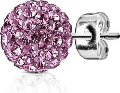 Produktbild von 1 Paar Damen Ohrstecker Ohrringe Edelstahl Ferido Kristalle Glitzer Autiga® silber-lila 6 mm