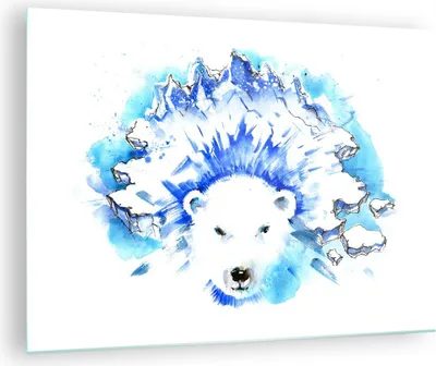 Produktbild von Bilder auf glas - Bär Eis Winter Arktis - 70x50cm - Glasbilder - Wandbilder - Kunstdruck - zum Aufhängen bereit - Wanddekoration aus Glas - Glas Bilder - Wandbild auf Glas - Einteilig - GAA70x50-3021