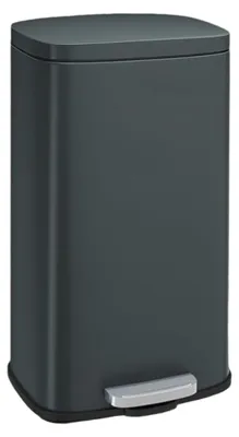 Produktbild von Treteimer grau – Abfalleimer aus Stahl – Inneneimer aus PP – 34,8 x 29,7 x 63,3 cm