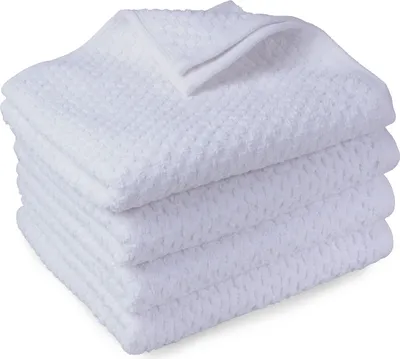 Produktbild von DoubleDry Badetücher Set - Popcorn Weave Kollektion - 70x140 cm - 4 Teilig - 100% gekämmte Baumwolle - 420 g/m² - Weich - Saugfähig -   Green  -  Weiß