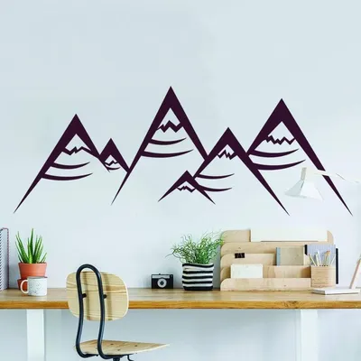Image de Autocollant mural Decords – paysage montagneux bohème géométrique, 99 x 38 cm