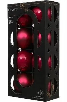 Imagen del producto de Juego de 8 adornos navideños de vidrio, de 7 cm de diámetro, en color rosa mate y brillante