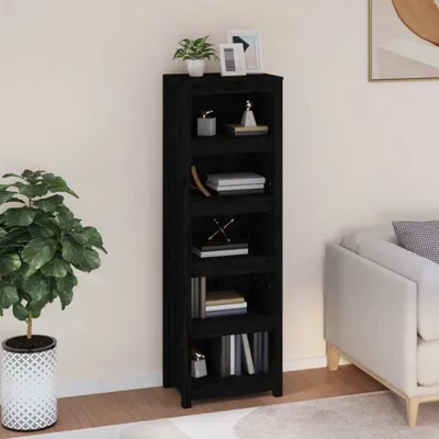 Obrázek produktu pro vidaXL Regál na knihy černý 50x35x154 cm z masivního borovicového dřeva - Regál na knihy - Regál na knihy - Knihovna dřevo
