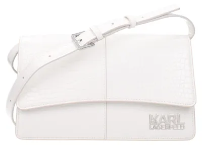 Produktbild von Karl Lagerfeld Klappentasche Polyurethanweiß Kroko KARL-Schriftzug