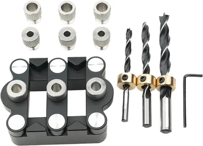 Produktbild von Metall-Bohrloch-Set mit Schablonen | Mehrzweck-Bohranleitung für Holzverarbeitung