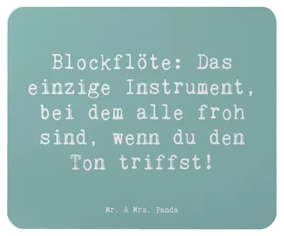 Produktbild von Mr. & Mrs. Panda Mauspad Spruch Blockflöte Freude - Meeresbrise - Geschenk, Mouse Pad, Musik, Musikinstrument, Instrument lernen, Altblockflöte, Bassblockflöte, pc