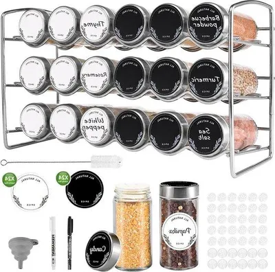 Produktbild von Stehender Gewürzständer 3 Etagen Metall 18 Gläser