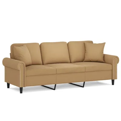 Immagine prodotto di vidaXL Divano a 3 posti con cuscini decorativi in velluto marrone 180 cm