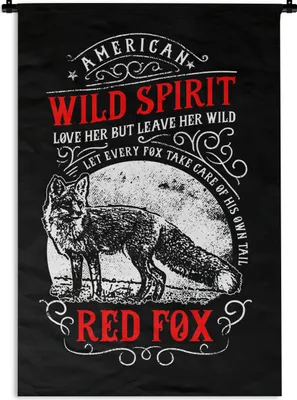 Produktbild von MuchoWow® Wandteppich Wandbehang Fuchs - Retro - Briefe - Zitat 120x180 cm Tapisserie Dekoration Wandtuch - Schlafzimmer - Dekorationen für das Haus