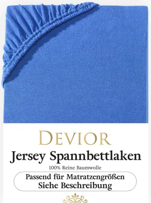 Produktbild von Devior Jersey Spannbettlaken 180x200 - 200x220 royalblau Bettlaken 100% Baumwolle für Boxspringbett und Wasserbett
