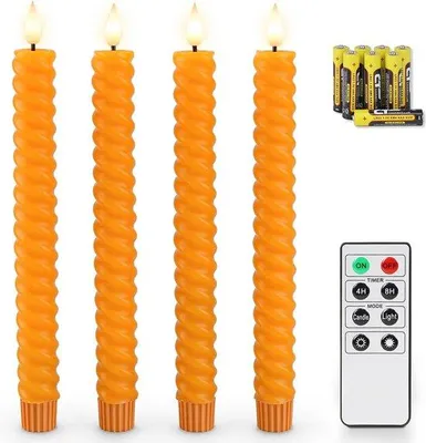 Immagine prodotto di Candele LED arancioni con timer, alimentate a batteria, 25 cm, per l'autunno e Halloween
