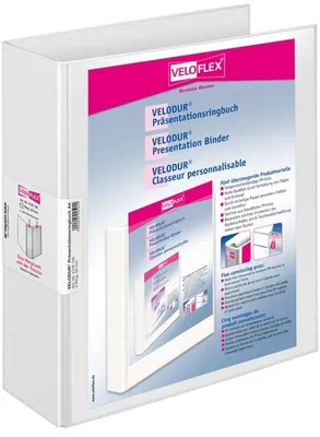 Produktbild von Ringbuch Velodur A4 PP kaschiert 4-D-Ring-Mechanik 50mm weiß Packung mit 10 Stück