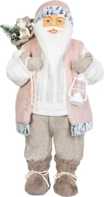 Productafbeelding van Kerstman MagicHome Kerst, met cadeau, roze-bruin, 60 cm