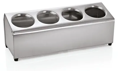 Produktbild von 3x Besteckbehälter für 4 Besteckköcher, Edelstahl, 45 x 17 x 18 cm