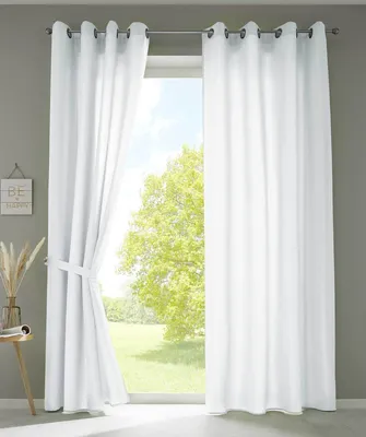 Produktbild von 2er Set Vorhänge Schal Ösen »Berlin« HxB 225x140 cm Weiß Blickdicht Microsatin Lichtdurchlässig Uni Matt 20405N2