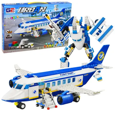 Produktbild von LeanToys Bausteine Passagierflugzeug Roboter 2in1 Lichter 417 Teile