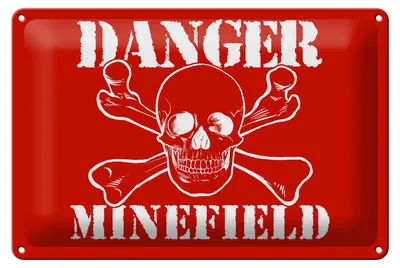 Produktbild von Blechschild Hinweis 30x20cm Danger Minefield Schädel