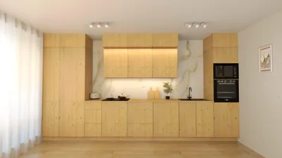 Produktbild von Küchenzeile – Küchenblock – Einbauküche – Komplettküche – Singleküche – Nexa – KÜ03 – 460 cm – Woodline Matt Ohne Arbeitsplatte & Elektrogeräte