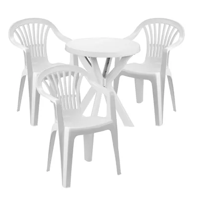 Sitzgarnitur Bistrogarnitur 4-teilig Kunststoff Weiß