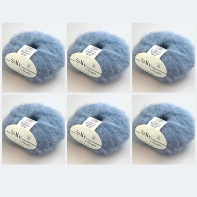Productafbeelding van 6 bollen Sally van Permin – Garen: Fluffy Alpaca Superfine, katoen en merinowol (175m/50g) (kleur: azuurblauw)