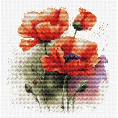 Produktbild von Luca-S Kreuzstich Stickpackung "Die Mohnblumen", Zählmuster, 21x21cm
