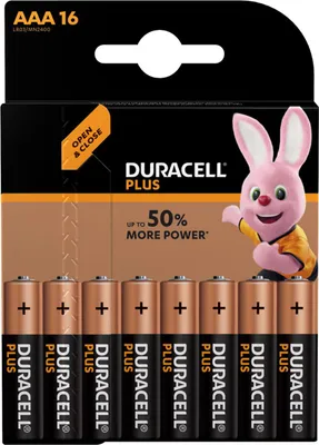 A package of Duracell AAA batteries with a cartoon bunny mascot.