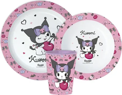 Immagine prodotto di Set di stoviglie Kuromi, set in microplastica, con tazza 260 ml