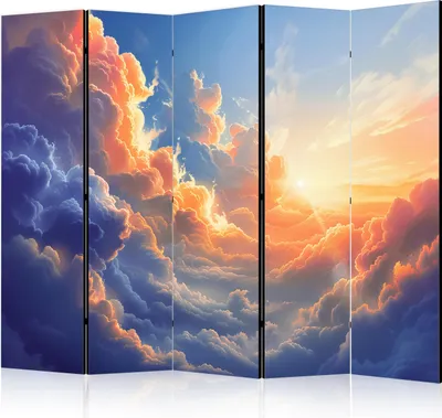 Obrázek produktu pro Oboustranný paraván Krajiny 225x172 cm 5dílný šedý