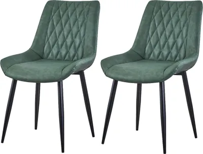 Image de CLIPOP Chaises de salle à manger Lot de 2 chaises rembourrées avec pieds solides en acier et assise rembourrée pour cuisine, salle à manger, vert