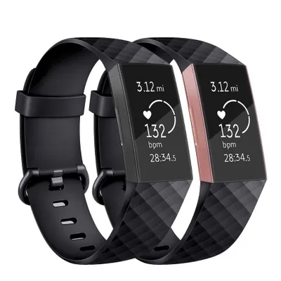 Obrázok produktu pre Fitbit Charge 3 / 4 Silicone Diamond (Large) remienok, Black