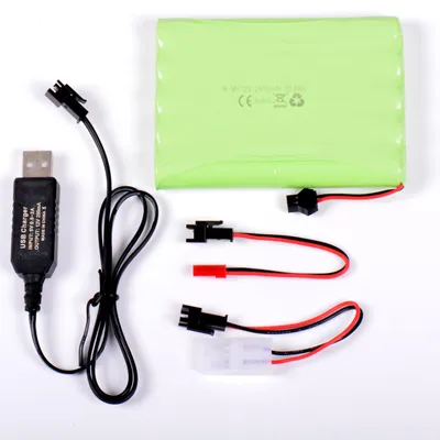 Immagine prodotto di Batteria AFTERTECH NI-MH da 12 V, 2400 mAh, dimensioni 102 x 74 x 15 mm, con cavo di ricarica USB e connettore