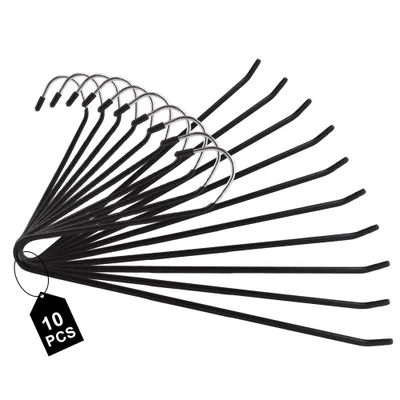 Image de 10 cintres pour pantalons en métal noir Cintres antidérapants 35 × 11,5 cm Cintres pour pantalons Cintres à pince Cintres pour pantalons Peu encombrants