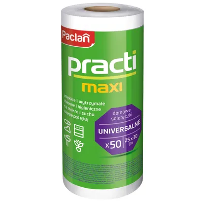 A roll of cleaning cloths on a white background.
