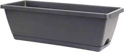Zdjęcie produktu dla Prostokątna plastikowa sadzarka do kwiatów i warzyw na balkon w kolorze ciemnoszarym 50 x 19 cm / 19,7 x 7,5 cala