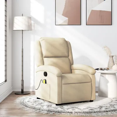 Produktbild von Möbel Massage-Relaxsessel, cremefarbener Stoff - Fernseh- & Relaxsessel CC3901