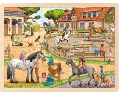 Zdjęcie produktu dla GOKI Puzzle 96 el. Klub Jeździecki - Drewniane puzzle dla dzieci 3+