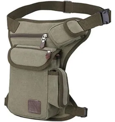 Produktbild von Beintasche für Herren Damen, Bauchtasche, Mehrzweck, Motorrad, Fahrrad, Outdoor, Taktisch, Armeegrün, Canvas
