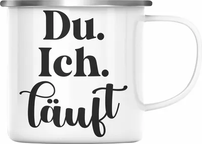 Produktbild von Trendation - Du Ich Läuft Emaille Tasse Geschenk für Paare Freundin Freund Liebe Geschenkidee für Sie Ihn Partner (Silber)