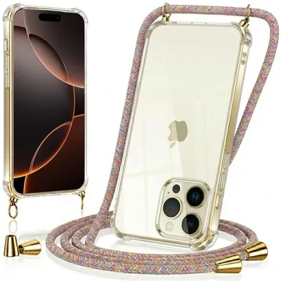 Produktbild von Handykette für Apple iPhone 16 Pro Max Case zum umhängen Schutzhülle Kordel Handy Hülle, Halsband Rainbow