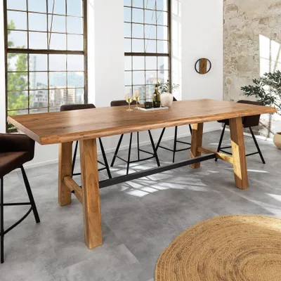 Produktbild von riess-ambiente Bartisch MAMMUT 220cm natur schwarz Metall massive Akazie Baumkante 10 Personen