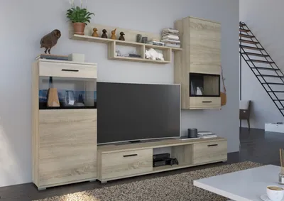 Produktbild von TOP Wohnwand Blues Anbauwand Wohnkombi Wohnzimmer Sonoma Eiche matt