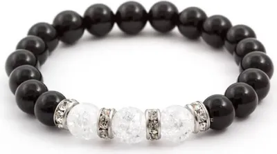 Produktbild von Perlenarmband aus Onyx und Kristall MINK51 / 17