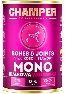 Zdjęcie produktu dla Champer Bones&Joints Monobiałkowa karma mokra dla psa z wołowiną 400g