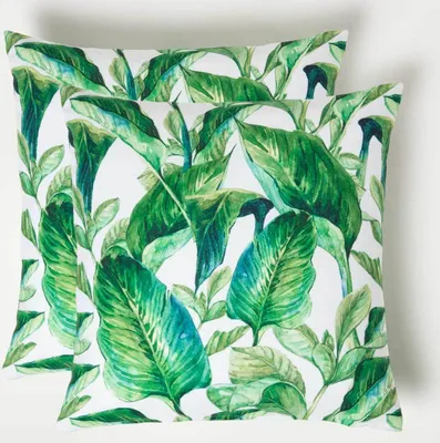 Obrázek produktu pro HOMESCAPES Zahradní polštáře Tropical – sada 2 ks Venkovní polštáře 45 x 45 cm
