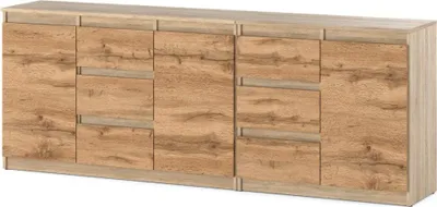 Zdjęcie produktu dla Komoda Nowoczesna 200Cm 6 Szuflad Sypialnia Salon Młodzieżowa Sonoma Wotan